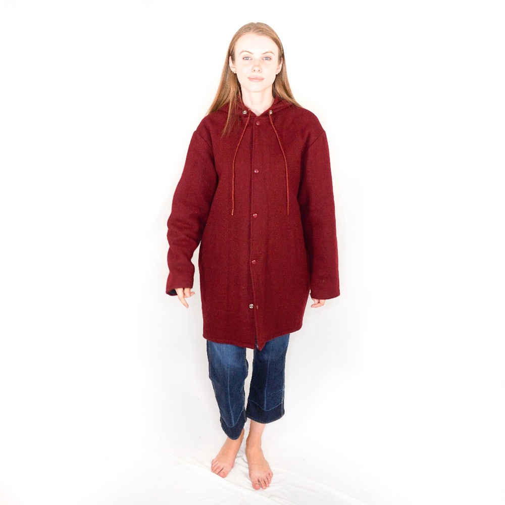 29. VINTAGE Cherry Grove Fire Dept. Red Lined Coat - Picture 2 of 7